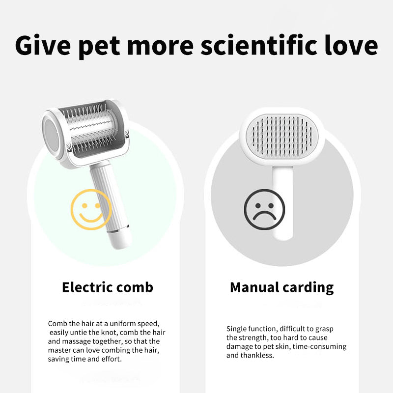 Cepillo Automático para Mascotas | Masajeador Recargable y Eliminador de Pelo Flotante