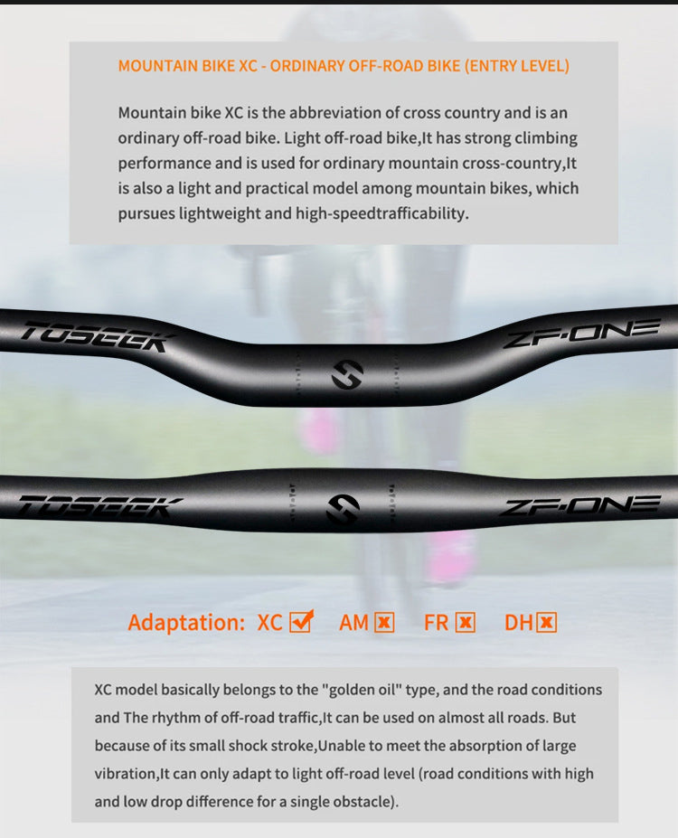 Manillar MTB TOSEEK de Fibra de Carbono Diseño Swallow-Shaped, 31.8mm, One-Piece