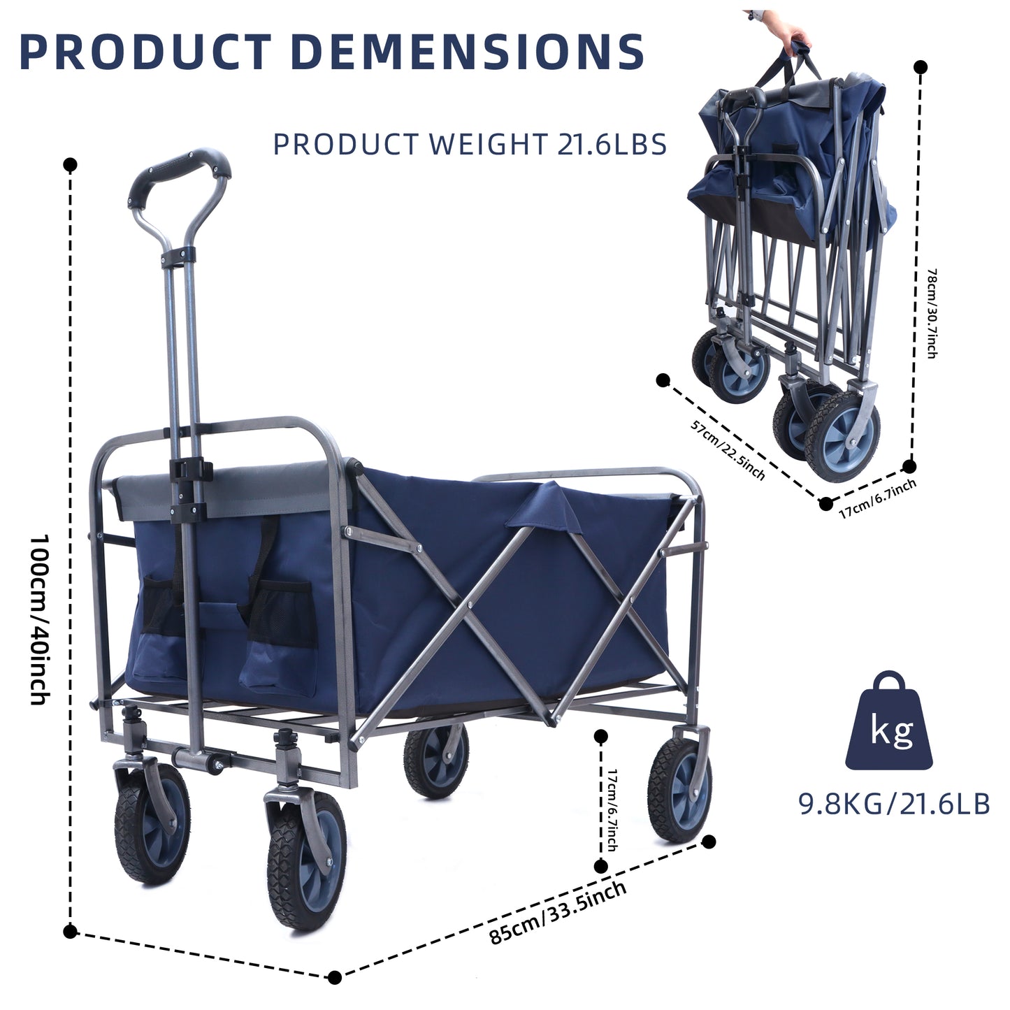 Carrito Plegable Multifuncional para Jardín, Playa y Camping | Carro Compacto y Portátil