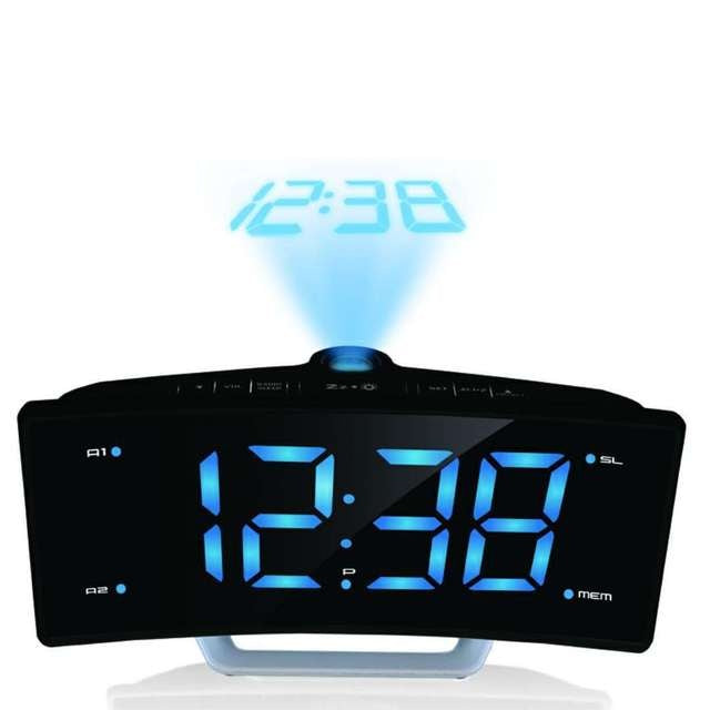 Reloj Despertador con Pantalla Curva & Proyección Multifuncional & Diseño Moderno