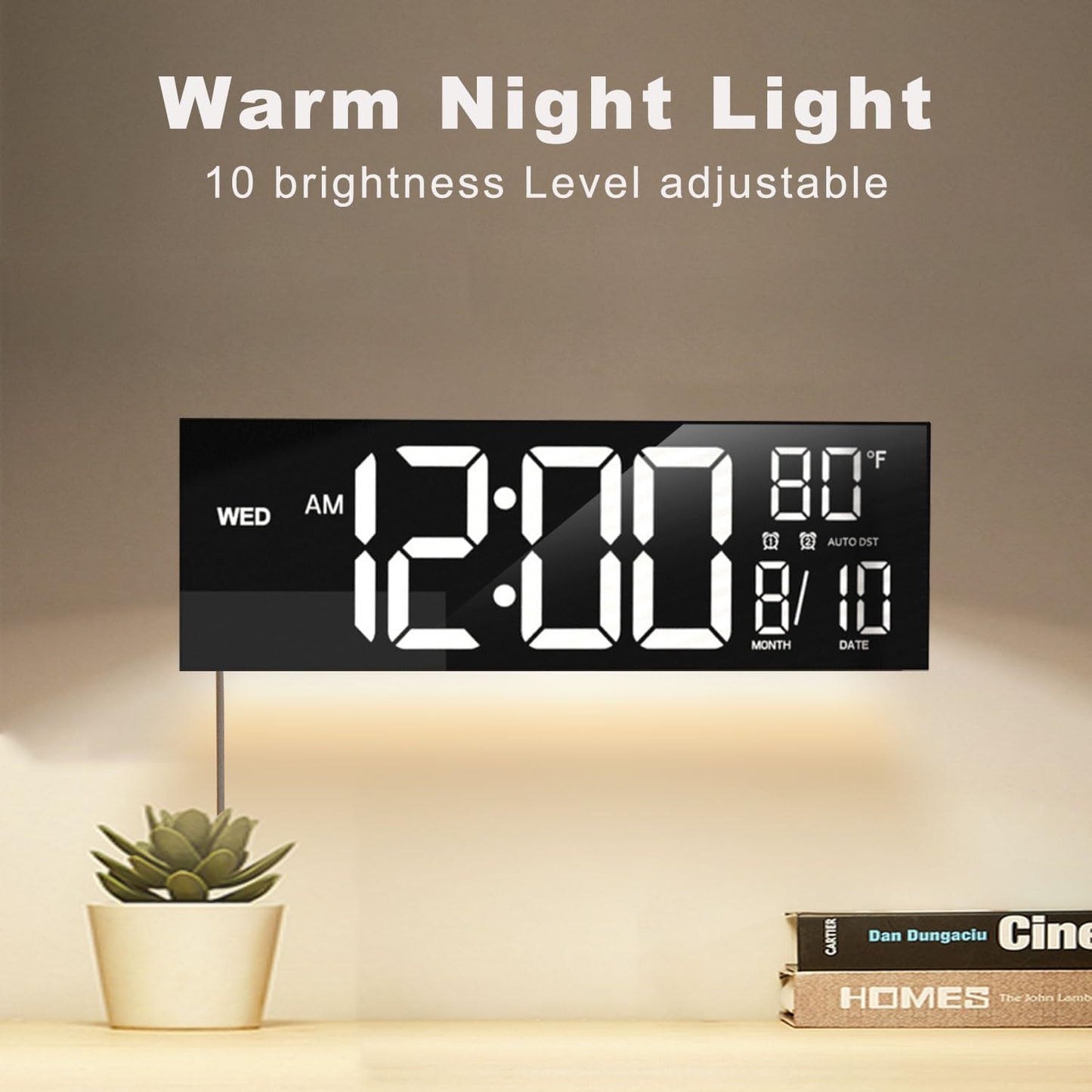 Reloj Digital de Pared con Control Remoto – LED Grande, Alarma Dual y 8 Colores RGB