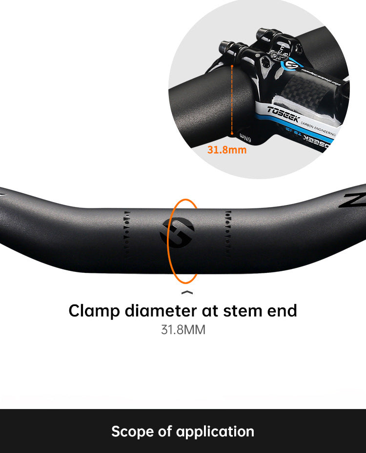 Manillar MTB TOSEEK de Fibra de Carbono Diseño Swallow-Shaped, 31.8mm, One-Piece