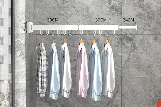 Tendedero Retráctil Plegable | Perchero de Ropa Montado en Pared para Interior y Exterior