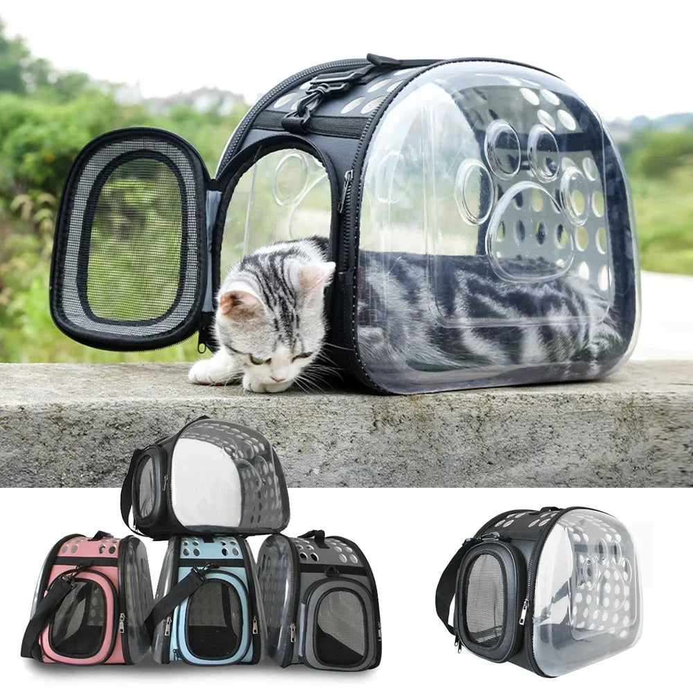 Bolso Transportador Plegable para Gatos | Mochila Transparente y Transpirable para Viajes