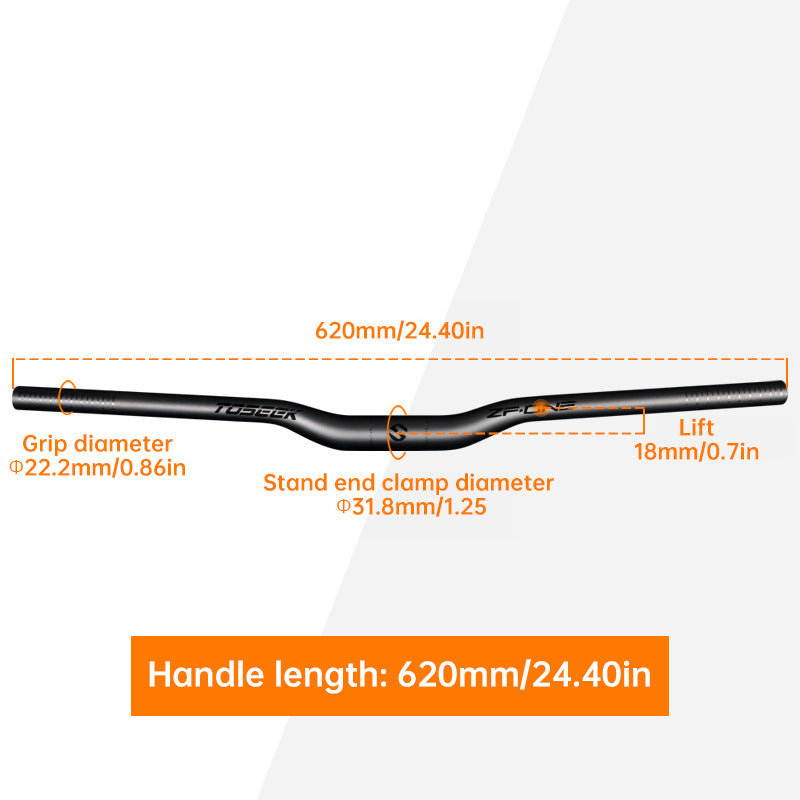 Manillar MTB TOSEEK de Fibra de Carbono Diseño Swallow-Shaped, 31.8mm, One-Piece