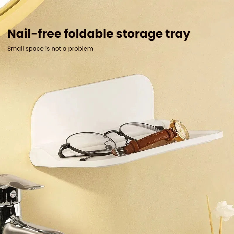 Estante Flotante Plegable y Sin Perforaciones para Baño y Aseo - Diseño Moderno y Práctico