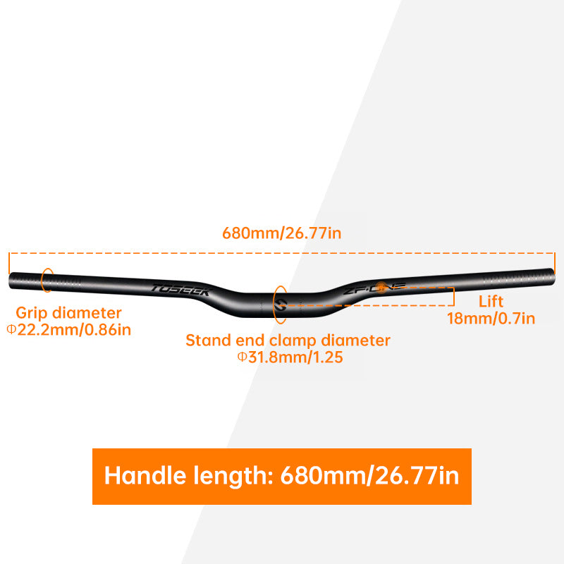 Manillar MTB TOSEEK de Fibra de Carbono Diseño Swallow-Shaped, 31.8mm, One-Piece