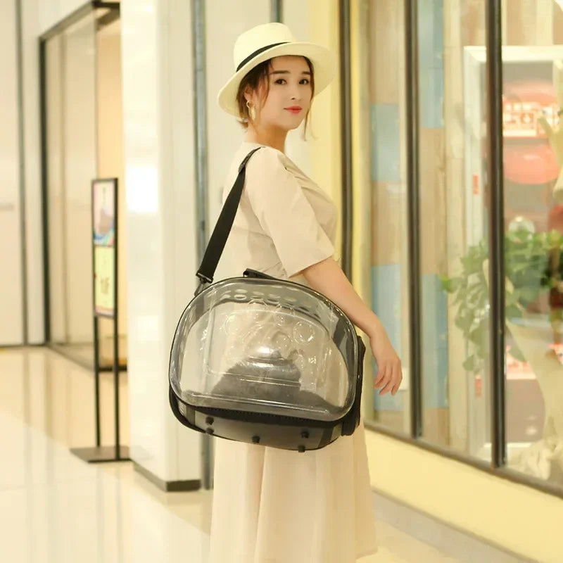 Bolso Transportador Plegable para Gatos | Mochila Transparente y Transpirable para Viajes