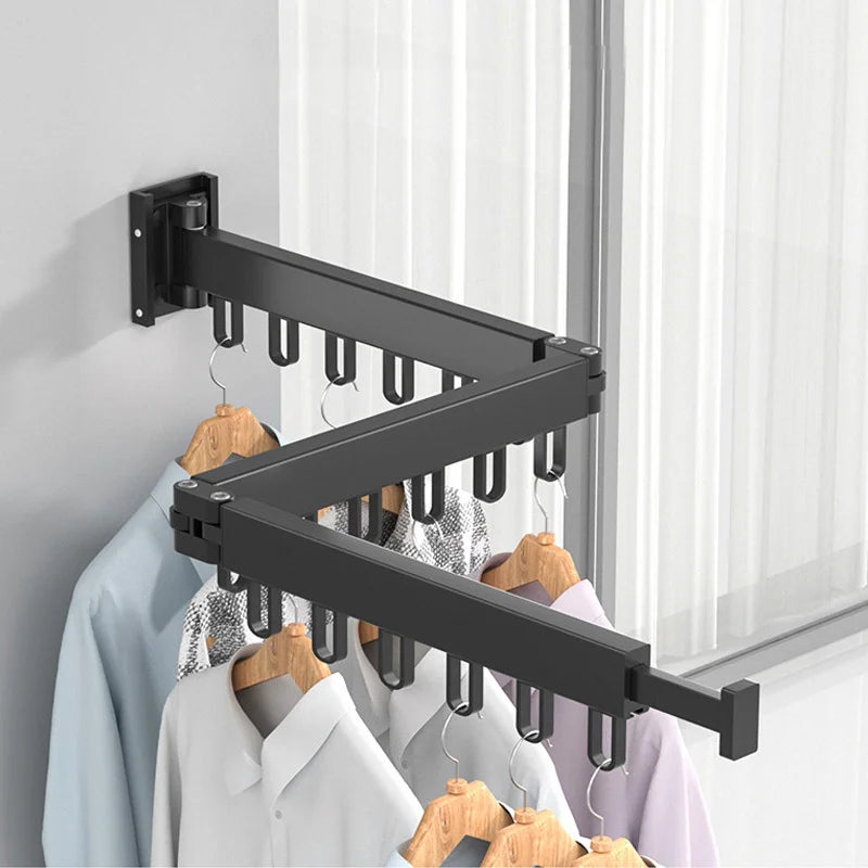 Tendedero Retráctil Plegable | Perchero de Ropa Montado en Pared para Interior y Exterior