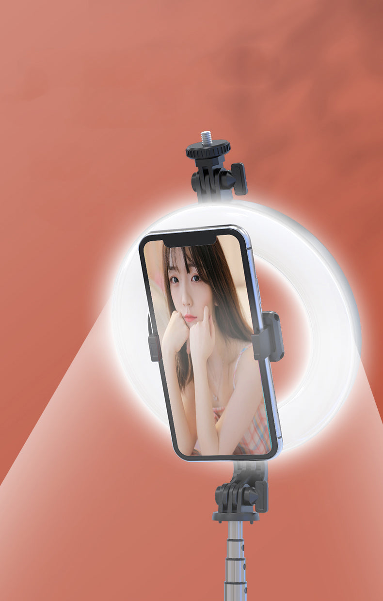 Selfie Stick P40D con Luz de Relleno de 6 Pulgadas: Portátil, Estable y Perfecto para Streaming