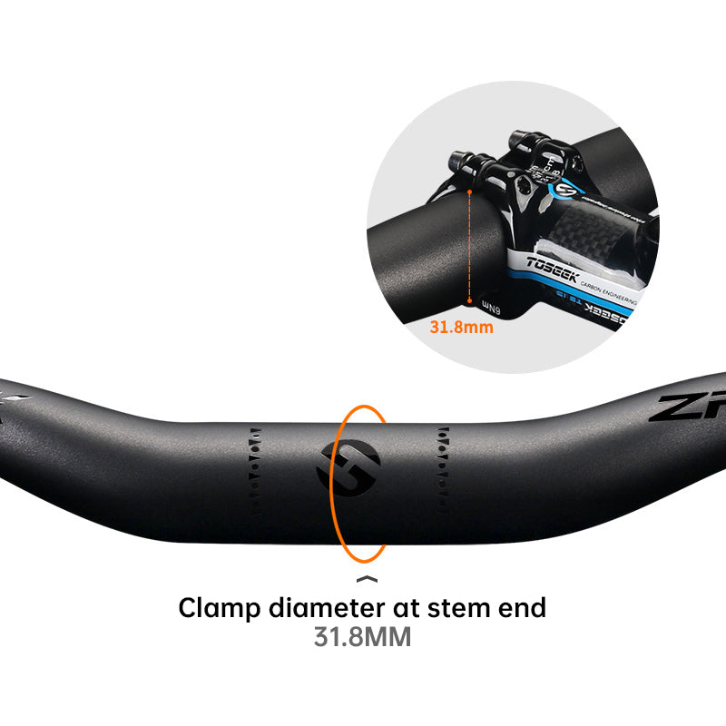 Manillar MTB TOSEEK de Fibra de Carbono Diseño Swallow-Shaped, 31.8mm, One-Piece