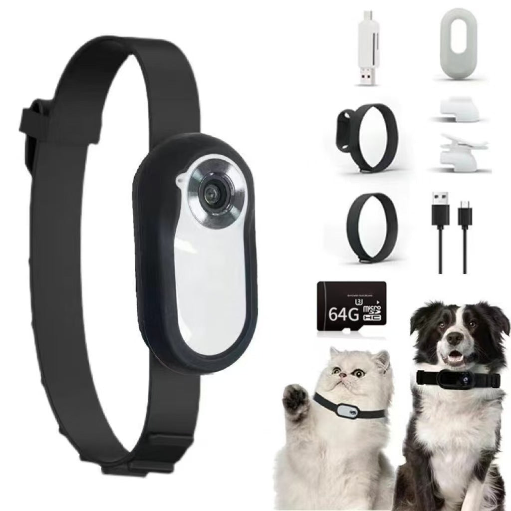 Cámara Deportiva Magnética para Mascotas Grabación HD 1080P y Clip de Collar