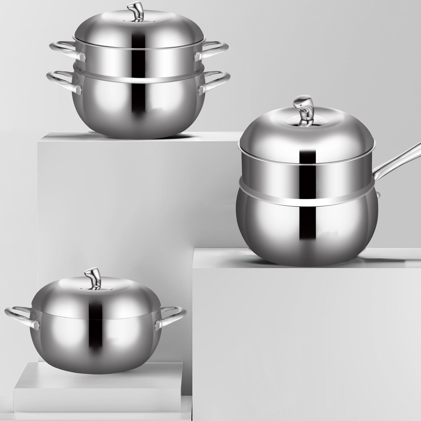 Olla de Doble Capa para Cocción al Vapor. Diseño Grueso para Sopas y Guisos