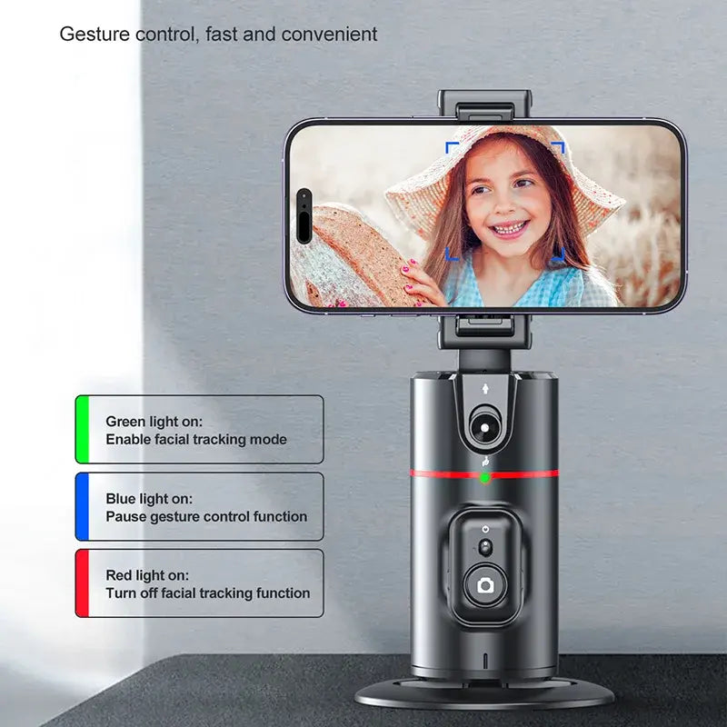 Soporte de Rastreo Facial Automático P02 – Rotación 360° para Vlogging y Vídeo Profesional