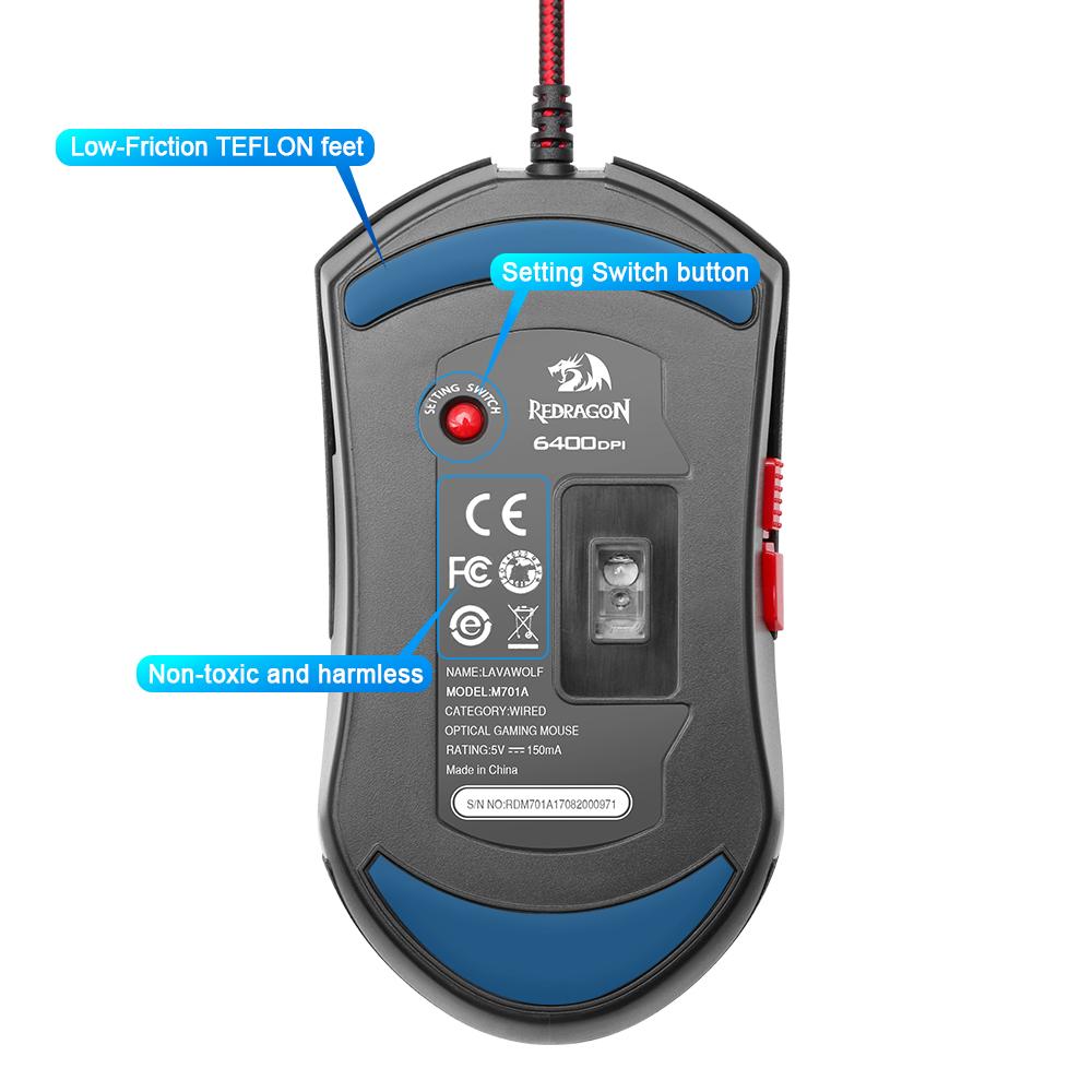 Redragon Gaming Mouse | 6400DPI | 7 Botones Programables | RGB & 4 Velocidades