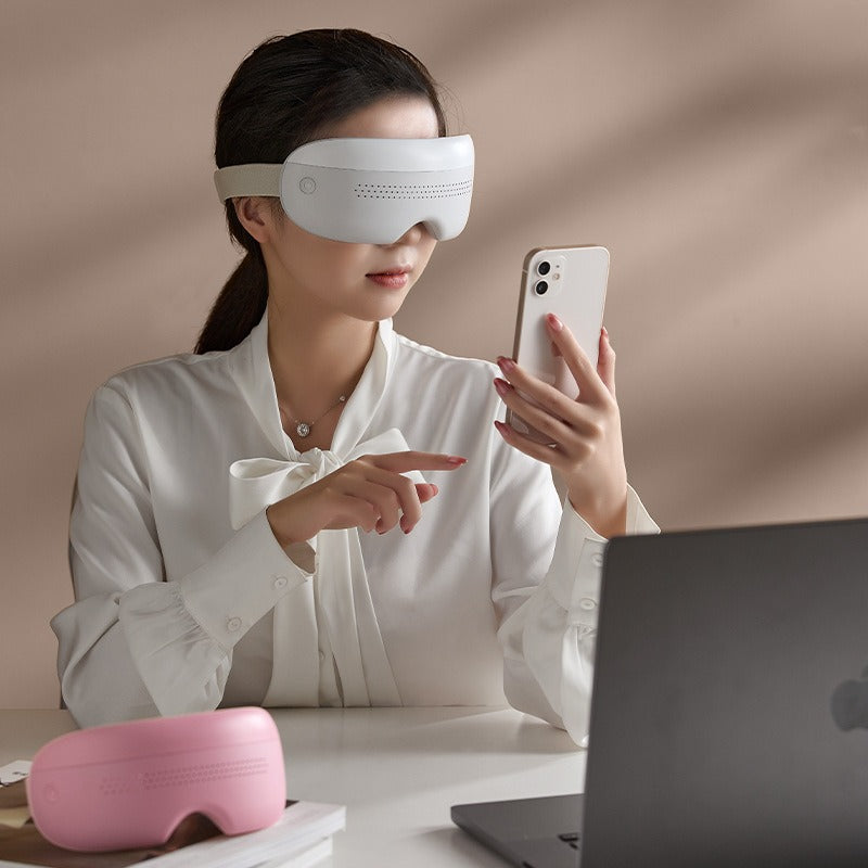 Masajeador de Ojos 3D con Vibración, Bluetooth y Ventana Visual Relajación y Bienestar