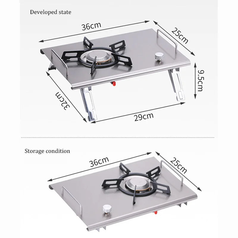 Estufa de Gas Plegable para Camping | 4000W Acero Inoxidable