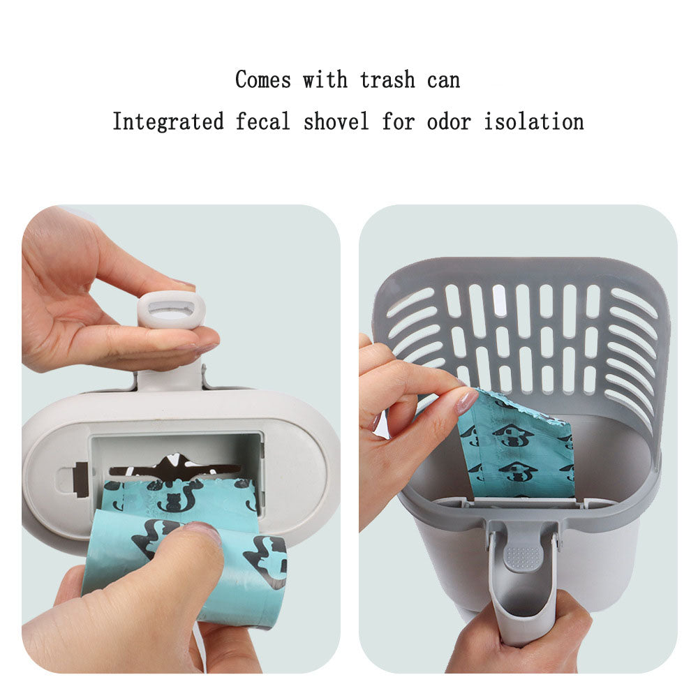 Pala para Arena de Gato con Cubeta y Bolsa Integrada | Gran Capacidad para Excremento