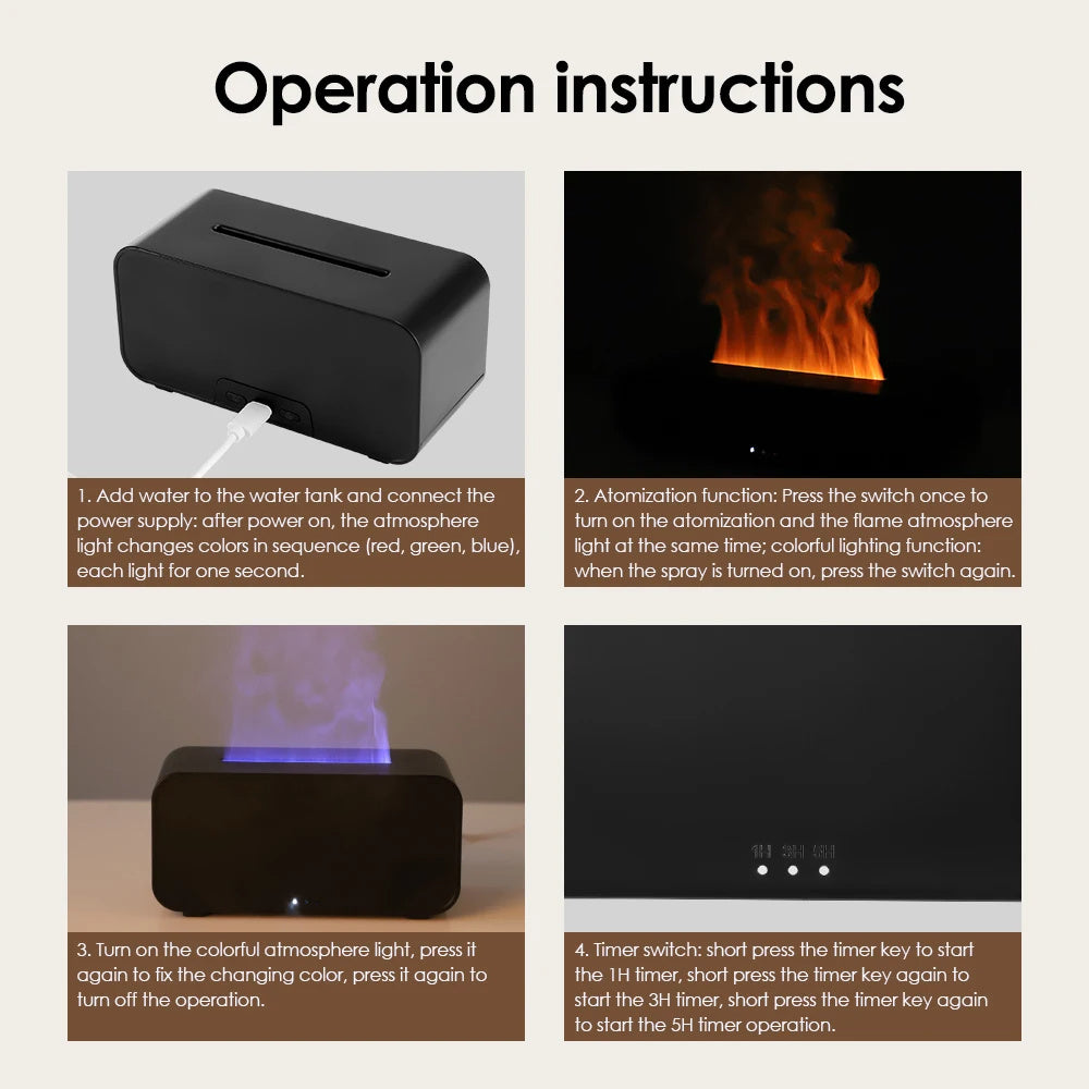 Quieres sorprender? Humidificador 3D con Efecto Llama, Difusor de Aroma USB Recargable