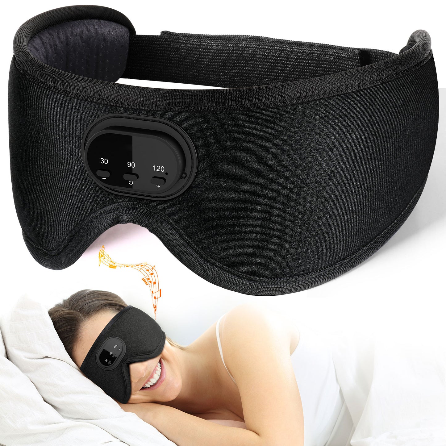 Mascarilla de Sueño Inteligente con Ruido Blanco – Comodidad y Relajación en 3D