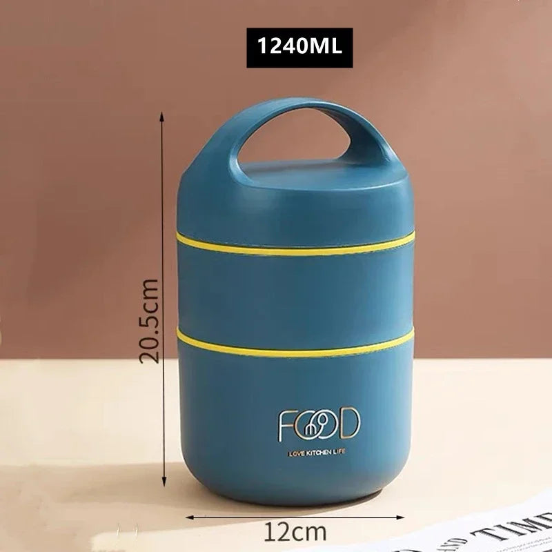Lonchera Térmica de Gran Capacidad 1240ML/1590ML – Acero Inoxidable 304, Antiderrames y Multifuncional