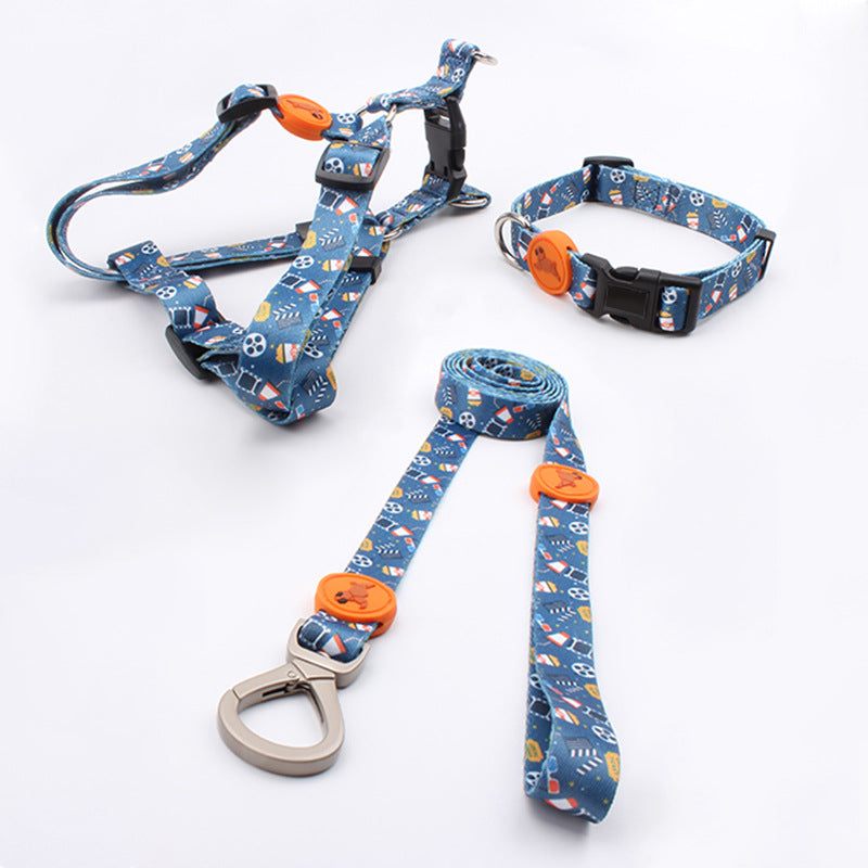 Juego de Correa, Chaleco y Collar para Perros | Diseño Impreso para Mascotas Grandes
