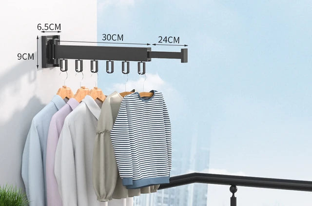 Tendedero Retráctil Plegable | Perchero de Ropa Montado en Pared para Interior y Exterior