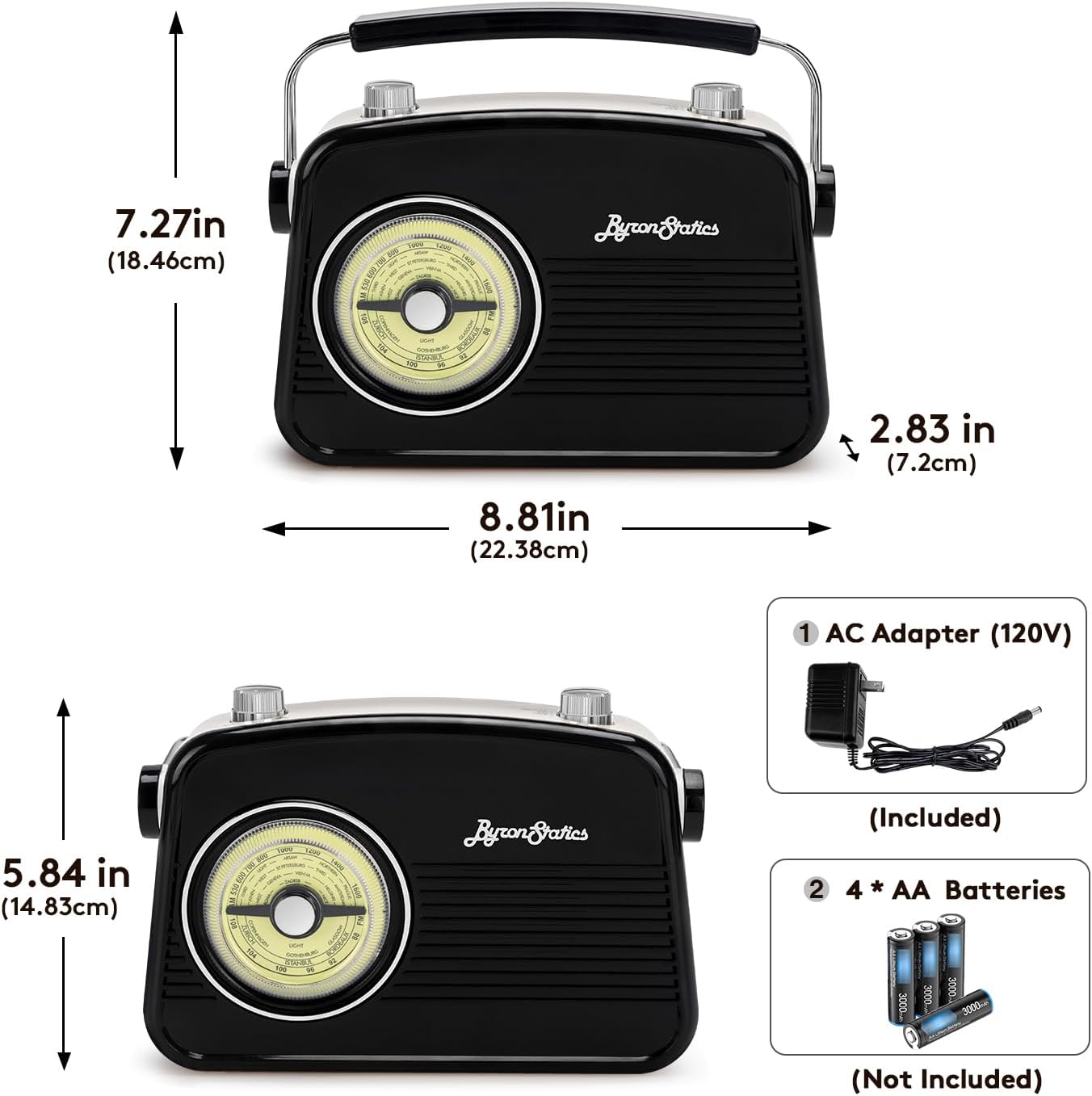 Radio AM/FM Portátil Vintage | Diseño Retro con Dial Analógico y Entrada para Auriculares