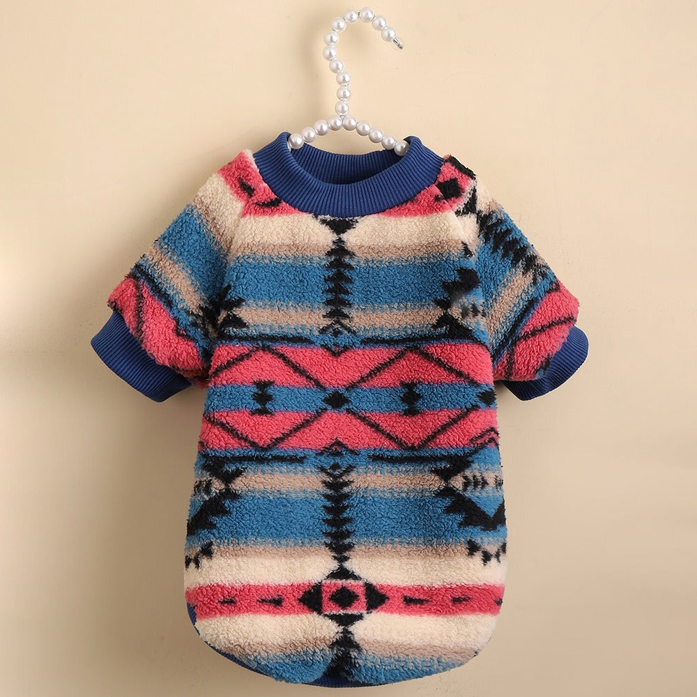 Suéter de Peluche para Perros y Gatos | Ropa de Otoño e Invierno con Diseño a Rayasrce Pet Clothes