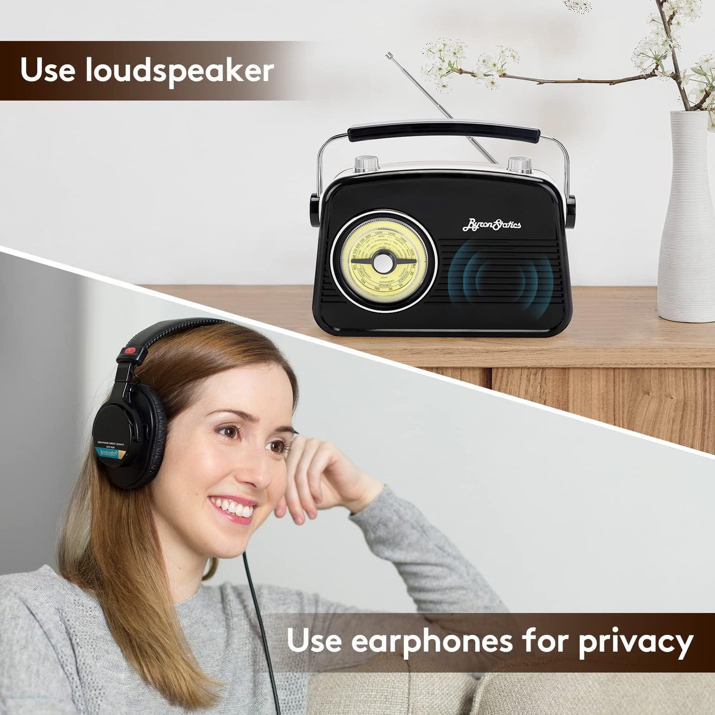 Radio AM/FM Portátil Vintage | Diseño Retro con Dial Analógico y Entrada para Auriculares