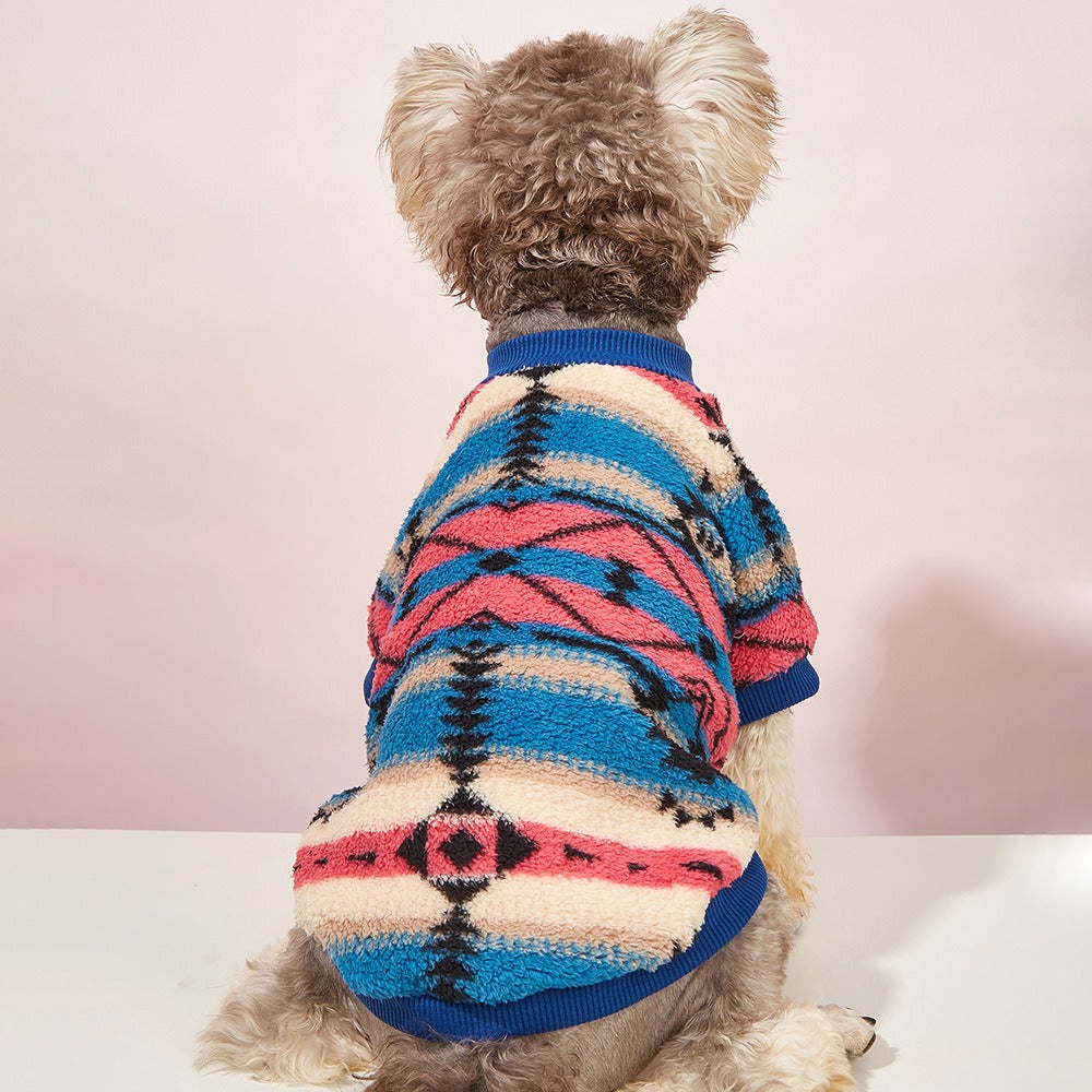 Suéter de Peluche para Perros y Gatos | Ropa de Otoño e Invierno con Diseño a Rayasrce Pet Clothes