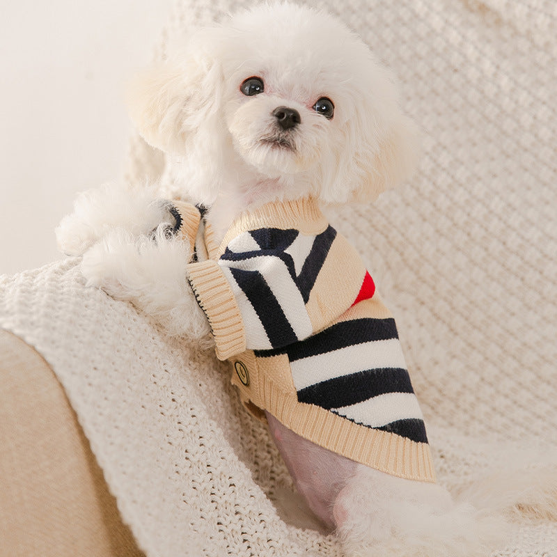 Suéter de Punto a Rayas para Perros Pequeños y Medianos | Cardigan de Otoño e Invierno