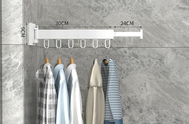 Tendedero Retráctil Plegable | Perchero de Ropa Montado en Pared para Interior y Exterior
