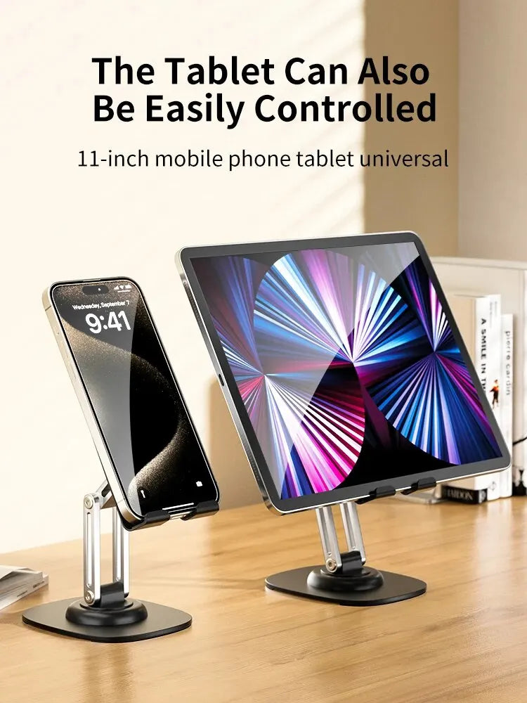 Soporte Plegable y Giratorio 360° para Teléfono y Tablet Ajustable y Multifuncional