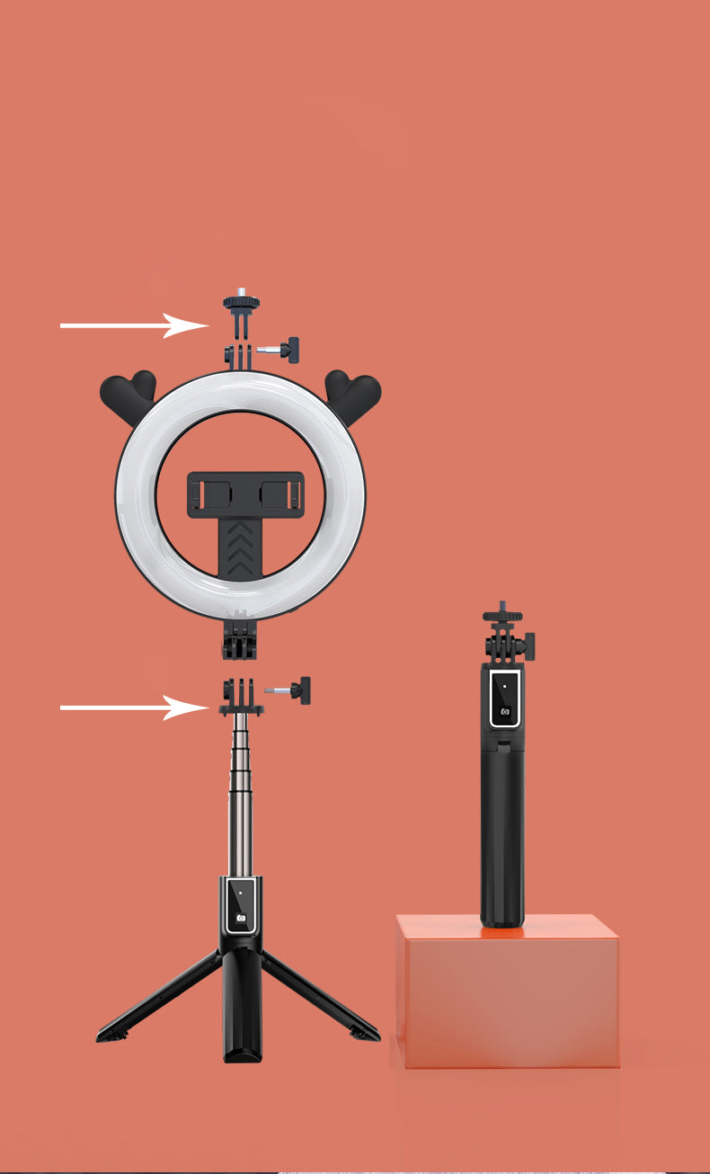 Selfie Stick P40D con Luz de Relleno de 6 Pulgadas: Portátil, Estable y Perfecto para Streaming