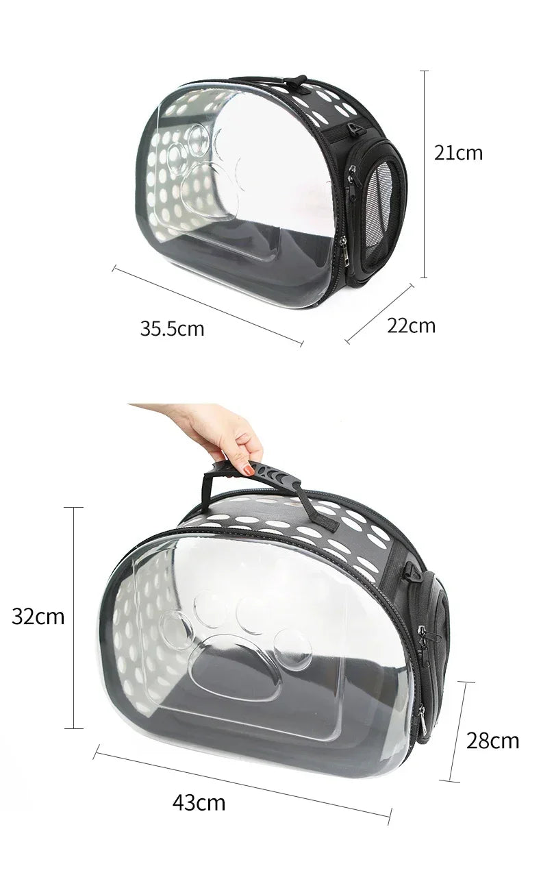 Bolso Transportador Plegable para Gatos | Mochila Transparente y Transpirable para Viajes