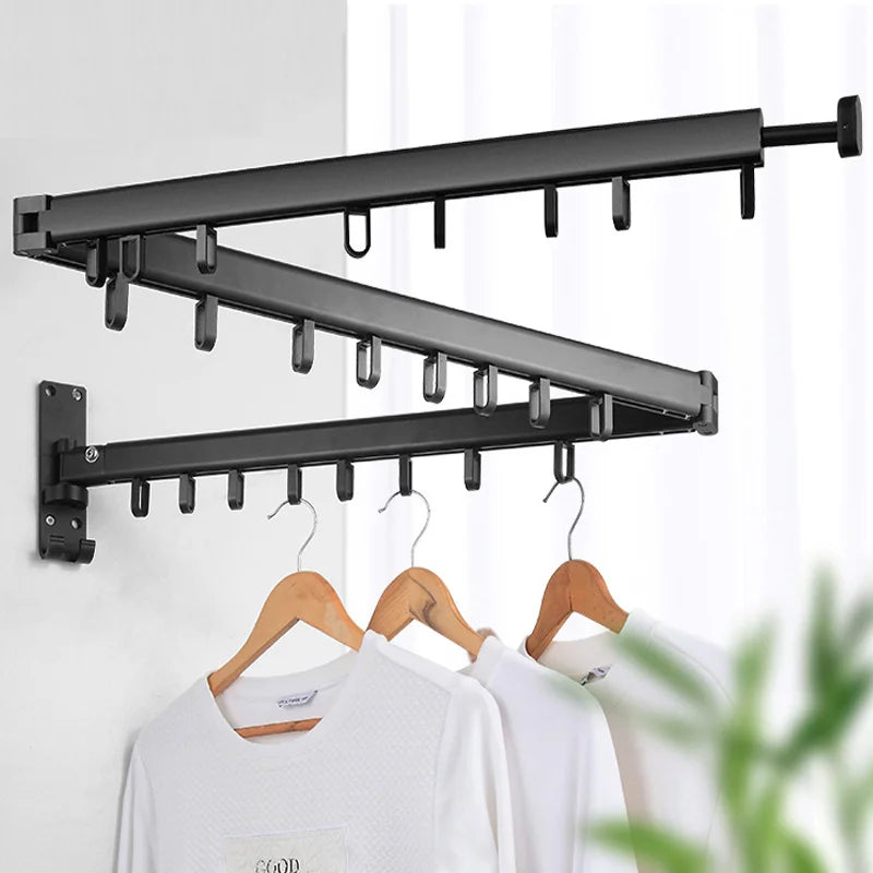Tendedero Retráctil Plegable | Perchero de Ropa Montado en Pared para Interior y Exterior