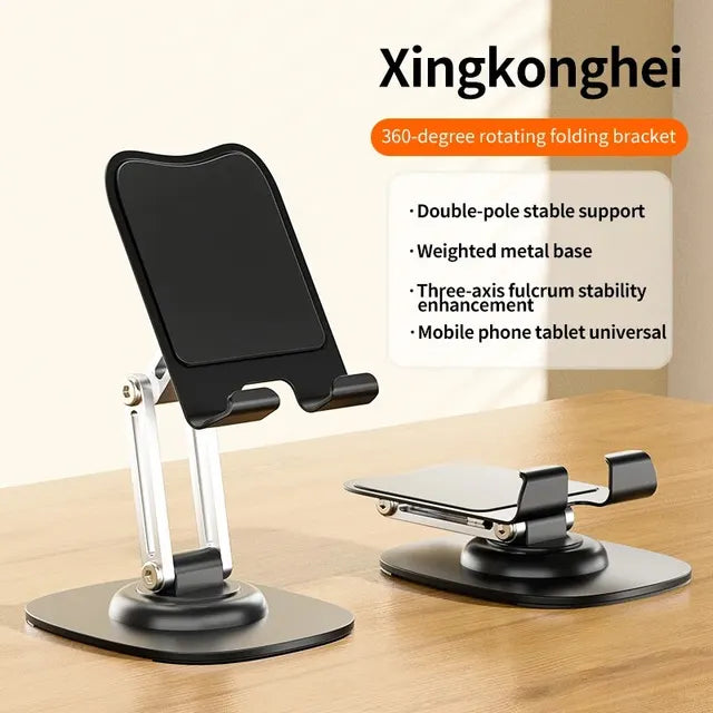 Soporte Plegable y Giratorio 360° para Teléfono y Tablet Ajustable y Multifuncional