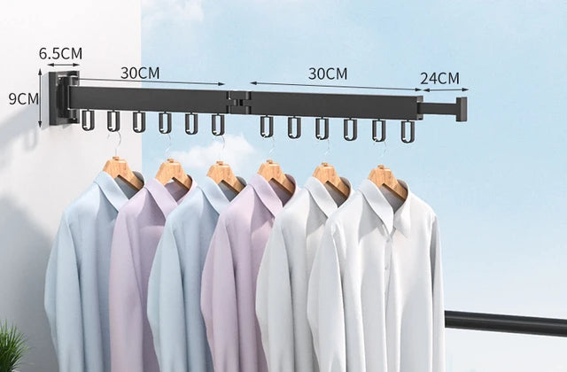 Tendedero Retráctil Plegable | Perchero de Ropa Montado en Pared para Interior y Exterior