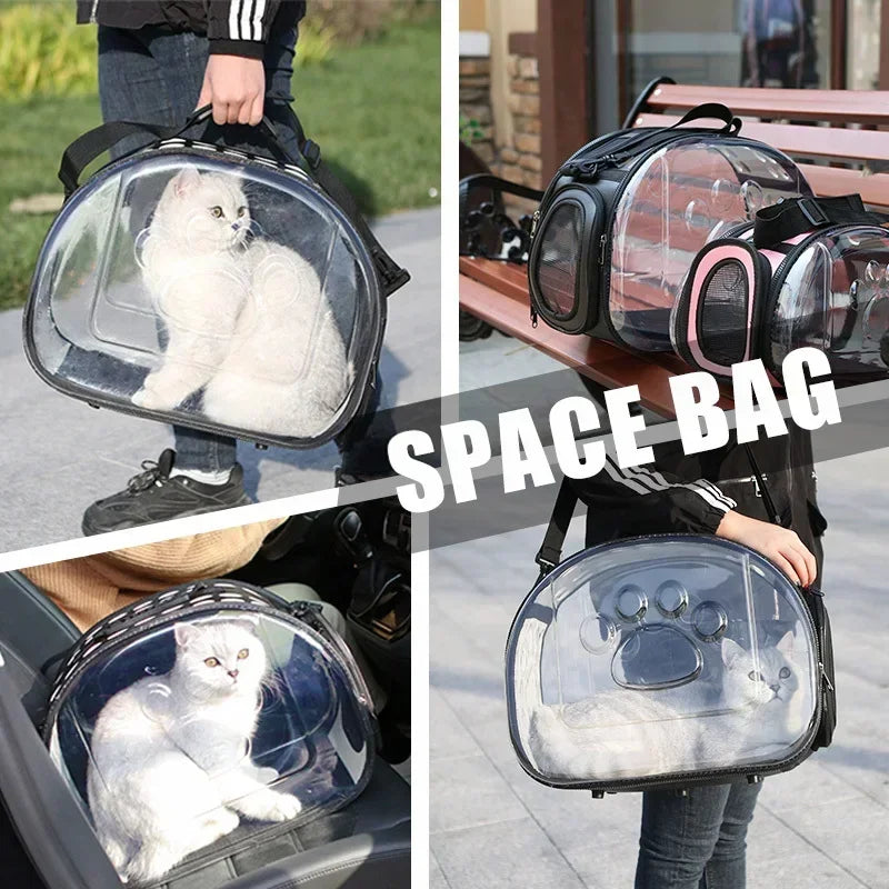 Bolso Transportador Plegable para Gatos | Mochila Transparente y Transpirable para Viajes