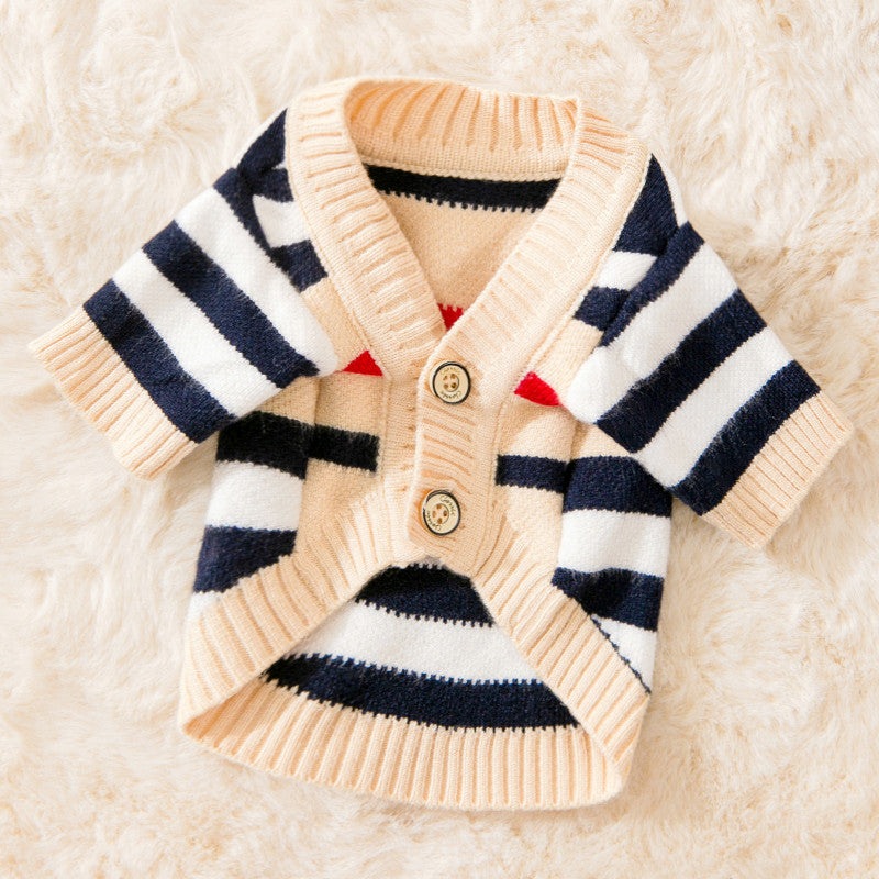 Suéter de Punto a Rayas para Perros Pequeños y Medianos | Cardigan de Otoño e Invierno