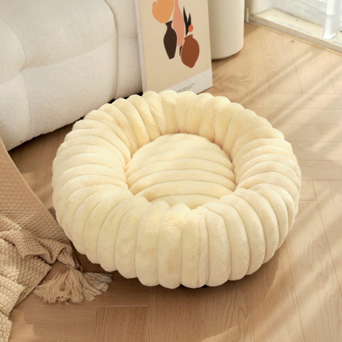eprolo Beige / 40cm Cama para Mascotas de Peluche 🐾 Comodidad | Noctryx