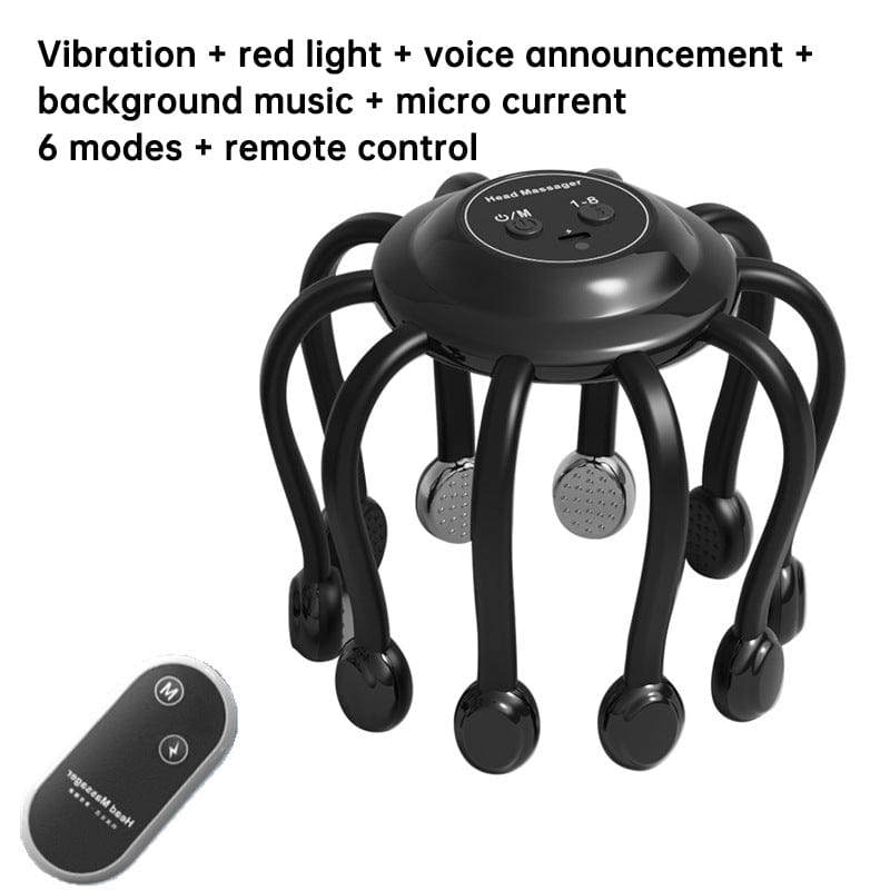 eprolo Black flagship model Head Massager Vibration Relaxation Sleep Scalp Stress Relax Electric Octopus Head Massager