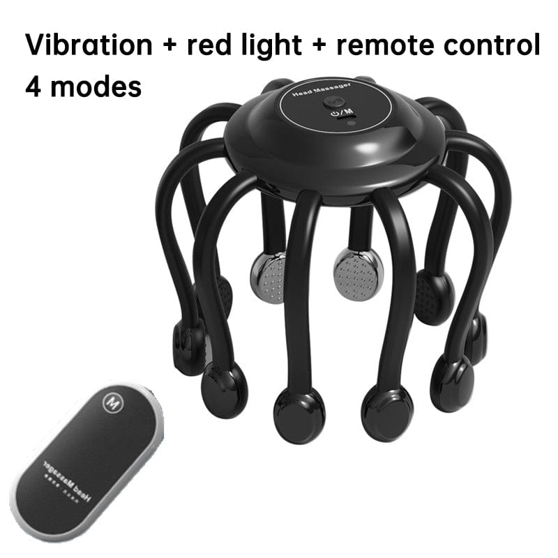 eprolo Black luxury model Head Massager Vibration Relaxation Sleep Scalp Stress Relax Electric Octopus Head Massager