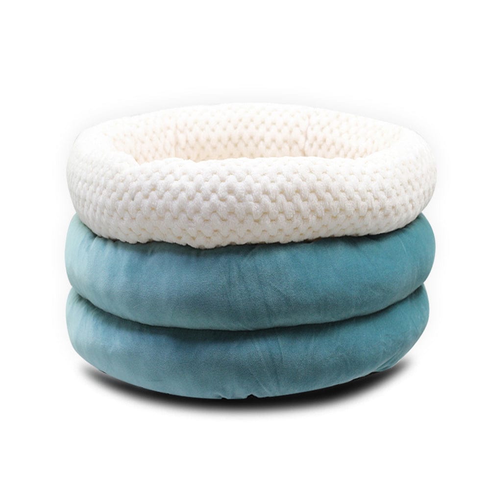 eprolo Blue Winter Pet Deep Sleep Bed Semi-Enclosed Round Ice Velvet Pet Bed Comfortable Soft Warm Cat Bed Dog Bed