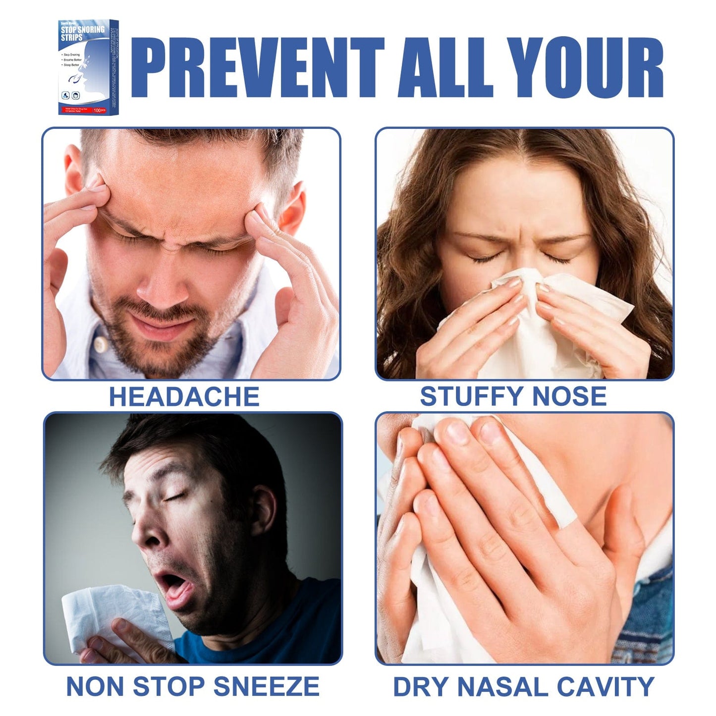 eprolo Care Nasal Strips, Anti-Snoring Snore Care Sleep Care Dilating Nasal Strips