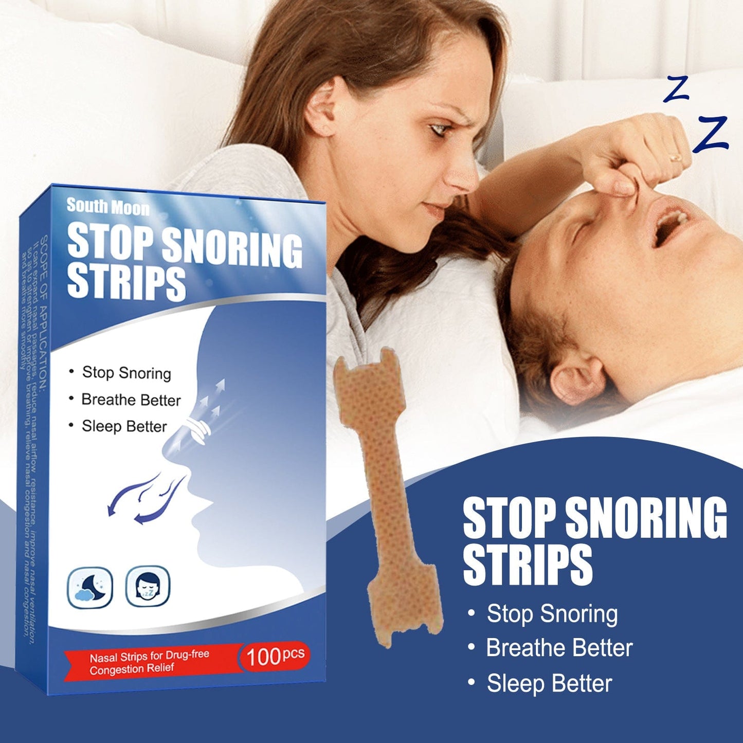 eprolo Care Nasal Strips, Anti-Snoring Snore Care Sleep Care Dilating Nasal Strips
