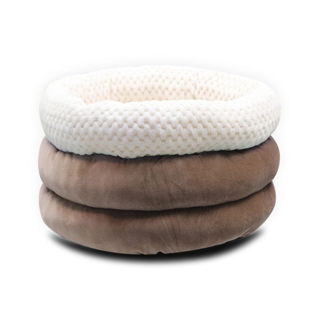 eprolo Coffee Winter Pet Deep Sleep Bed Semi-Enclosed Round Ice Velvet Pet Bed Comfortable Soft Warm Cat Bed Dog Bed