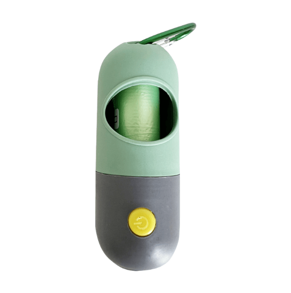 eprolo Green+gray / Including garbage bags Dispensador LED de Bolsas para Mascotas, Luz Incorporada, Multifuncional y Portátil | Noctryx