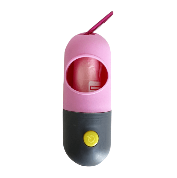 eprolo Pink+Grey / Including garbage bags Dispensador LED de Bolsas para Mascotas, Luz Incorporada, Multifuncional y Portátil | Noctryx